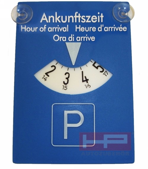 HP Parkscheibe mit 2 Sauger mit 24-Stundenanzeige nach Euro-Norm