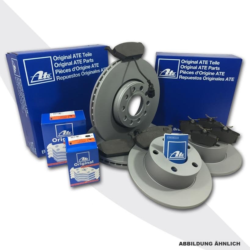 ATE Bremsenset vorne + hinten Bremsscheiben + Bremsbeläge FORD TRANSIT Kasten