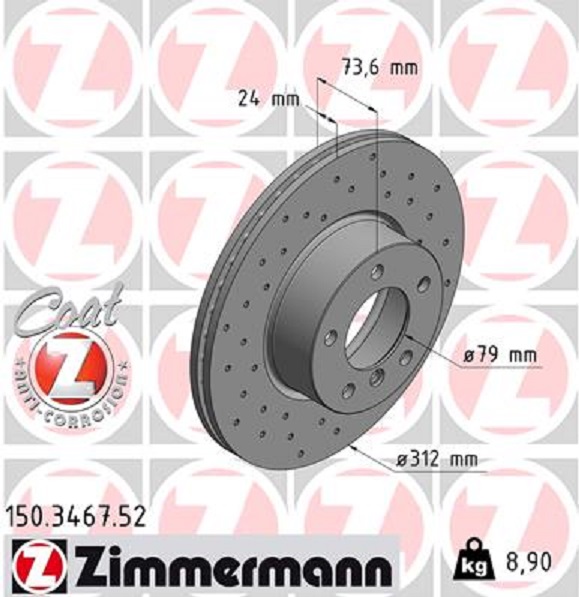 Zimmermann Sport Bremsscheiben + Beläge V+H für BMW 3Er F30 F31 4Er F32 F33 F36