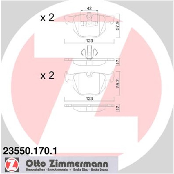 Original Zimmermann Bremsen Set 2 Bremsscheiben + 4 Bremsbeläge hinten
