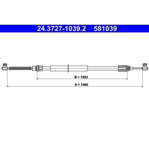 Ate 24.3727-1039.2 Seilzug Feststellbremse Hinten für Renault
