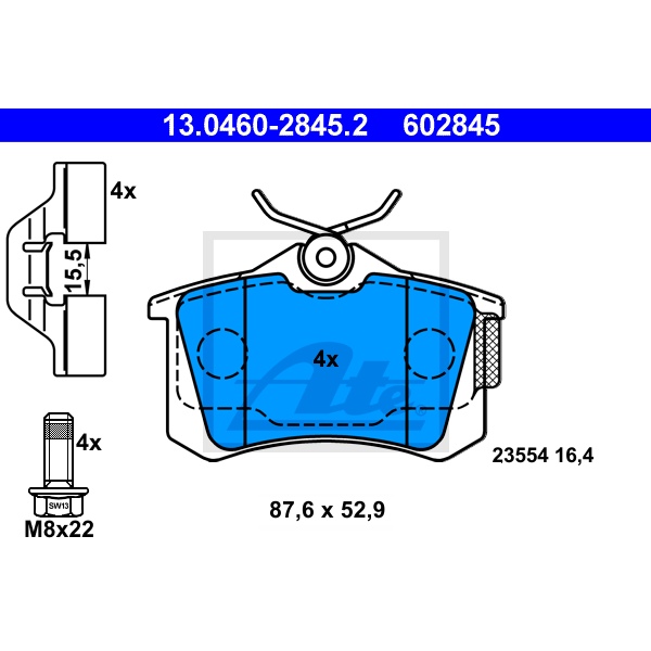 ATE Bremsenset vorne + hinten Bremsscheiben + Bremsbeläge für RENAULT Clio Iii
