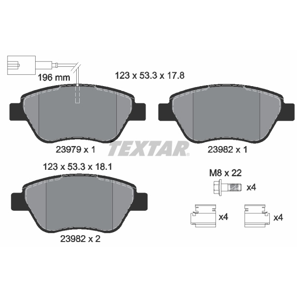 Textar BREMSSCHEIBEN + BELÄGE VORNE FIAT GRANDE PUNTO 199