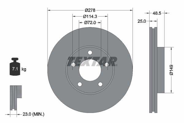 TEXTAR BREMSSCHEIBEN + BELÄGE VORNE passend für MAZDA 3 BK BL + 5 CR CW