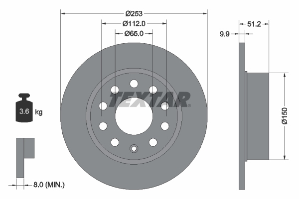 Textar Bremse Bremsen Bremsscheiben Kit Hinten für Audi A3 8p1 Pr 1kq 1kd