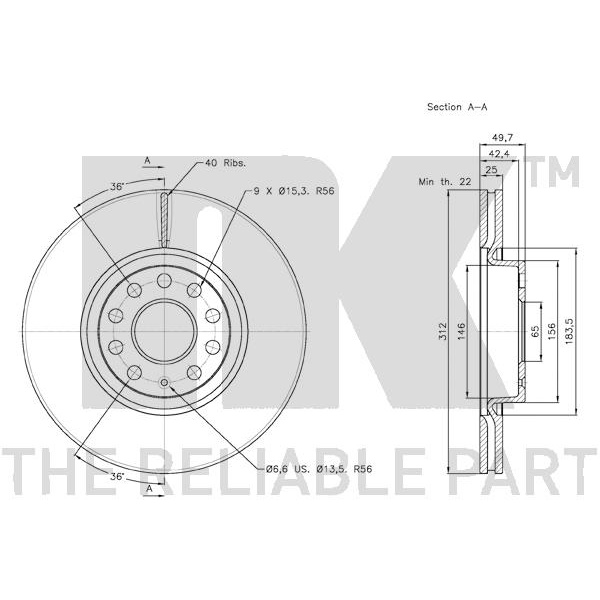 NK Bremsscheiben 312mm Beläge vorne für AUDI A1 [8X] Sportback Tt Roadster