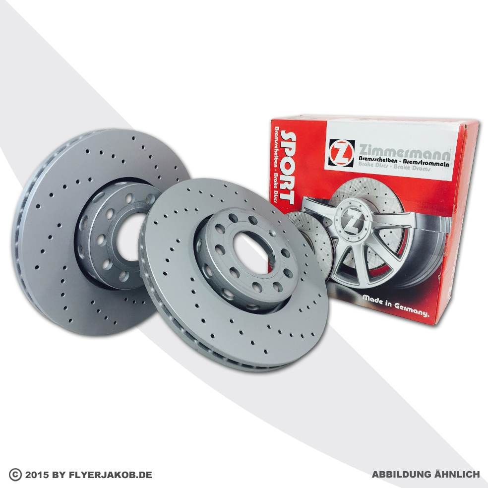 2 x ZIMMERMANN SPORT BREMSSCHEIBE BREMSSCHEIBEN GELOCHT VORNE
