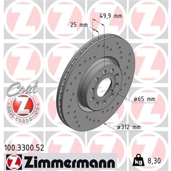 ZIMMERMANN BREMSE BREMSEN SPORT BREMSSCHEIBEN VORNE HINTEN VW GOLF 6 2.0 GTI