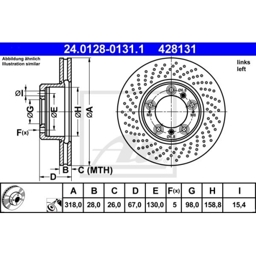 1 X ATE Bremsscheibe 24.0128-0131.1