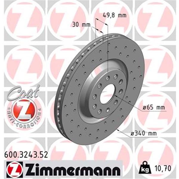 Zimmermann Sport Bremsscheiben+Beläge vorne+hinten für AUDI S3 8V Golf 7 Gti R