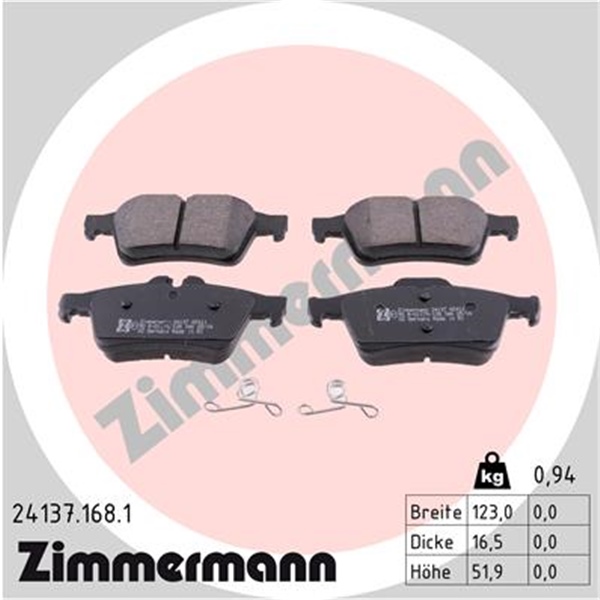  Zimmermann Sportscheiben Beläge hinten für SAAB 9-3 Cabriolet (Ys3F)