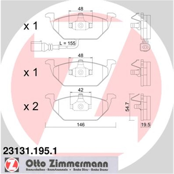 Original Zimmermann Bremsen Set 2 Bremsscheiben 4 Bremsbeläge vorne Audi A3 8L1