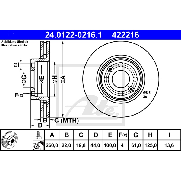 ATE Bremsenset vorne + hinten Bremsscheiben + Bremsbeläge für RENAULT Clio Iii