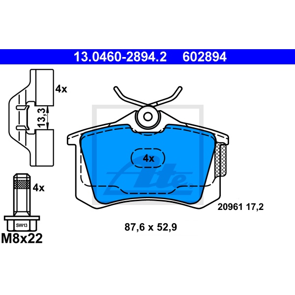 ATE Bremsenset vorne + hinten Bremsscheiben + Bremsbeläge für VW Golf Vi