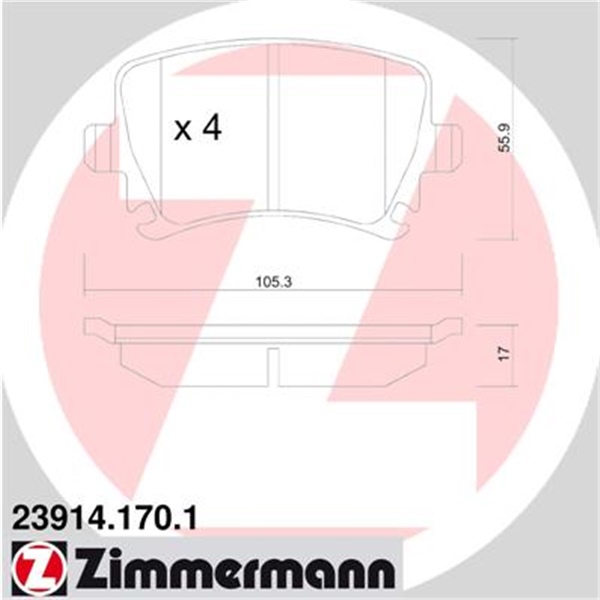 Zimmermann Bremsen Set 2 Bremsscheiben 4 Bremsbeläge hinten Audi A4 8Ec B7