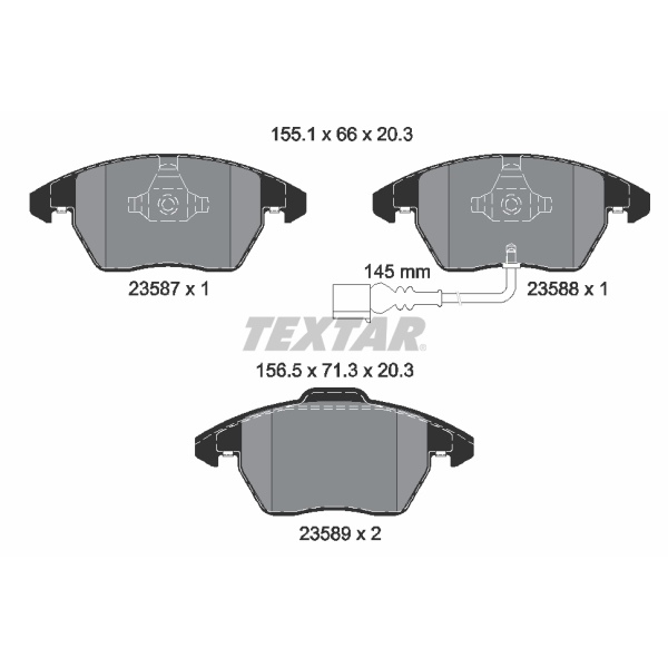Textar Bremsenset vorne Bremsscheiben + Bremsbeläge für SKODA Octavia Iii Combi