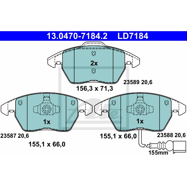ATE Powerdiscscheiben Ceramicbeläge vorne für AUDI Q3 für SEAT Alhambra