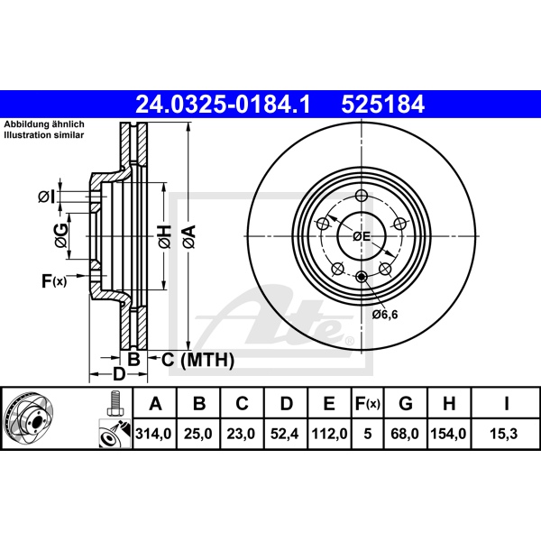 ATE Powerdisc Bremsscheiben 314Mm + Beläge vorne Für Audi A4 B9 8W + Audi A5 F5