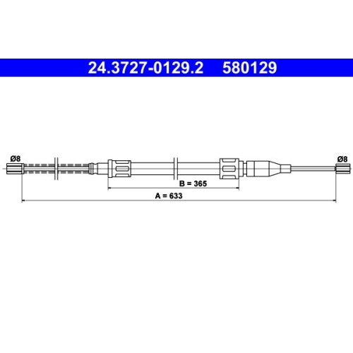Ate 24.3727-0129.2 Seilzug Feststellbremse Hinten für Vag