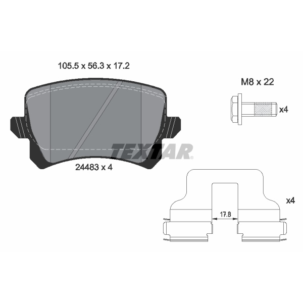 Texter Bremsscheiben  Beläge hinten für VW Passat 3C B7 Cc Sharan  Alhambra  Q3