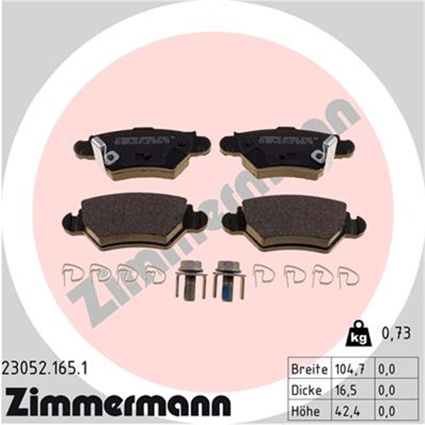 Zimmermann Bremsscheiben + Beläge für OPEL Astra G 4-Loch hinten