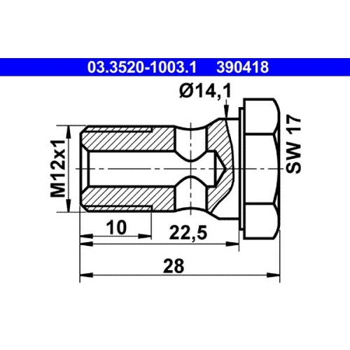 Ate 03.3520-1003.1 Hohlschraube für Hanomag Kässbohrer Magirus Deutz Steyr Vag