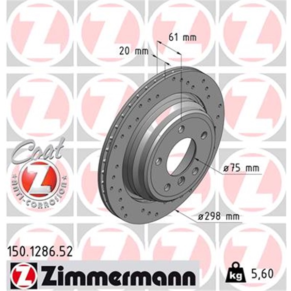 Zimmermann Sport Bremsscheiben + Beläge + Wk für BMW 5Er E39 Touring hinten