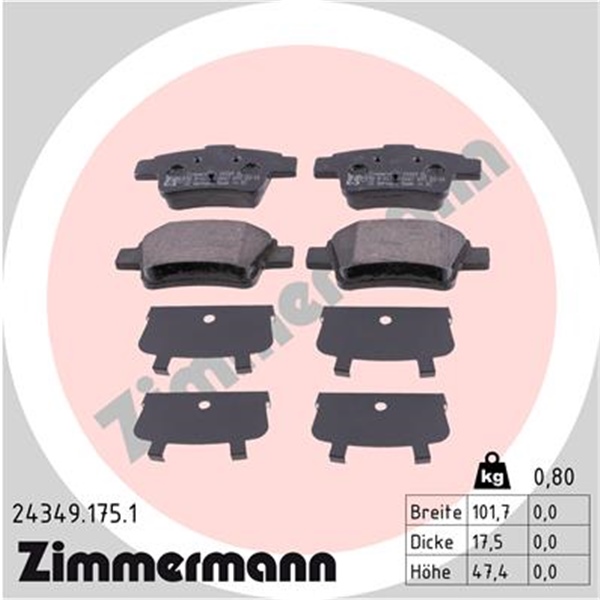Zimmermann Bremsscheiben Beläge für OPEL Corsa D 1.4-1.6 Turbo Opc 1.7 hinten