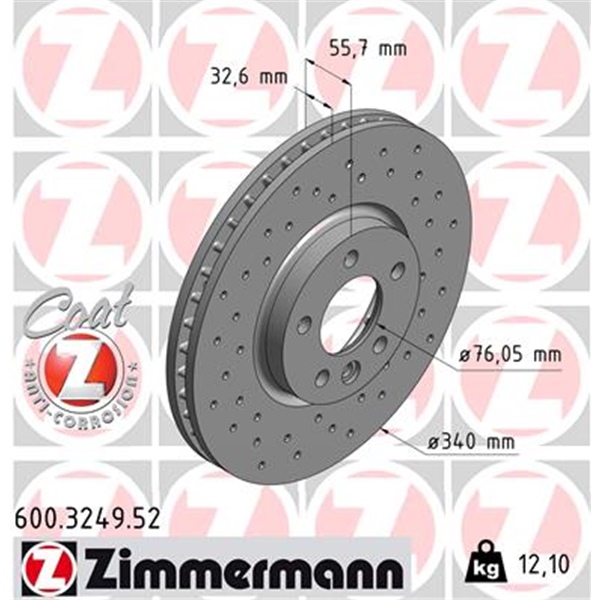 Zimmermann Sport Bremsscheiben Beläge Für Vw Multivan Transporter T5 T6 vorne