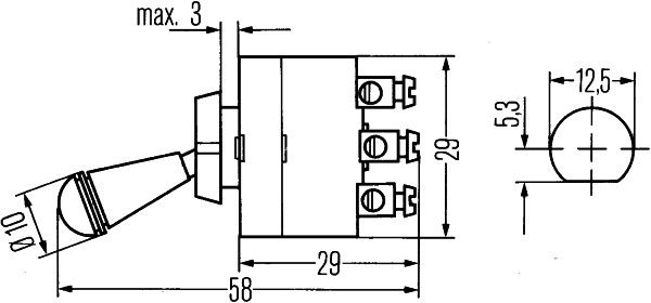 Original Hella Schalter, S 28, Geschraubt 6FG 002 312-001
