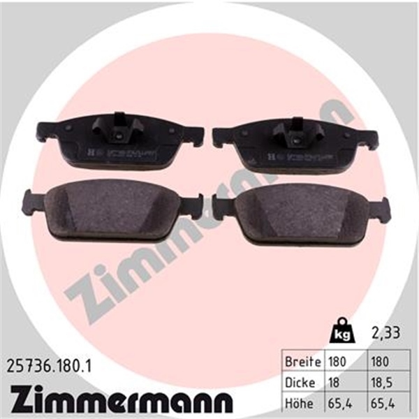Zimmermann Sportscheiben Beläge vorne für FORD Focus Iii Mk3 2.0 St Kuga Ii Mk2