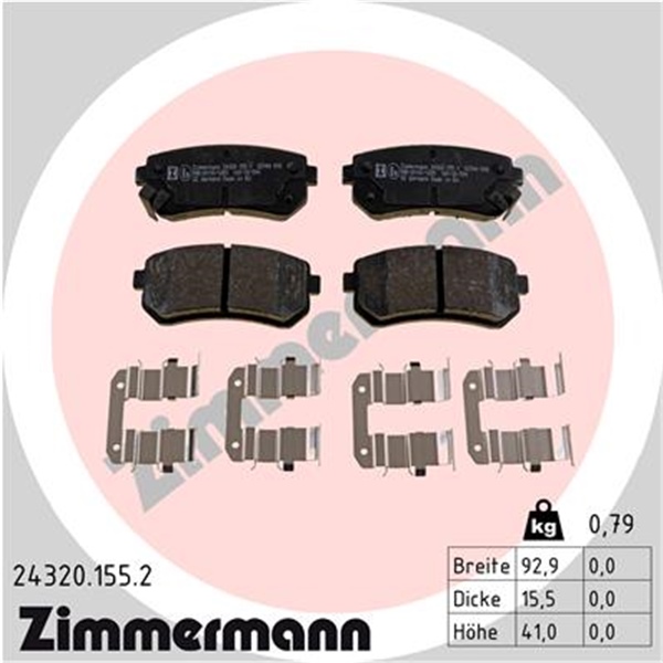 Zimmermann Bremsscheiben Beläge hinten für HYUNDAI I30