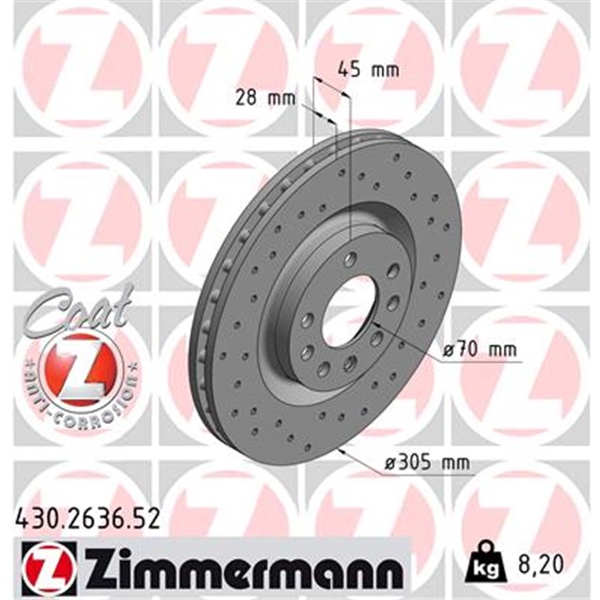 Zimmermann Sport Bremsscheiben Beläge Für Opel Corsa D 1.6 Turbo Opc vorne