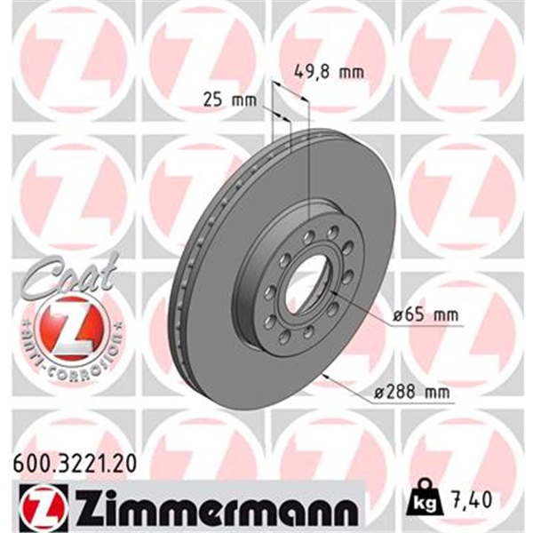 Zimmermann Bremsscheiben  Beläge vorne für AUDI A3 2.0 Tdi Sportback Sline Euro6