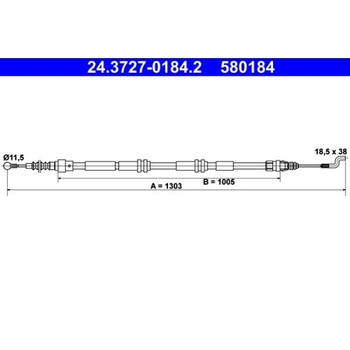 Ate 24.3727-0184.2 Seilzug Feststellbremse Hinten für Vag