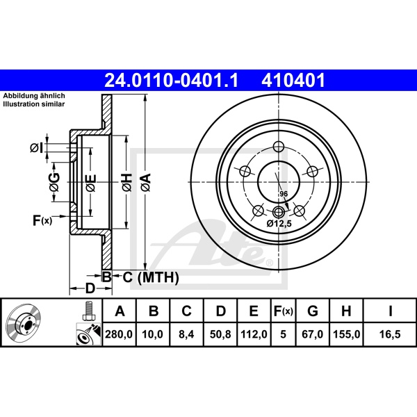 ATE Bremsscheiben + Beläge hinten für BMW 2Er Gran Tourer F46 220I