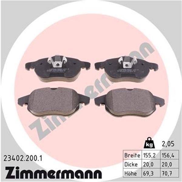 Zimmermann Bremsen Bremsscheiben Kit Vorne Hinten für Opel Vectra C Gts 1.9 Cdti