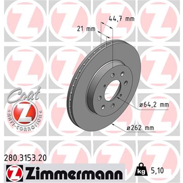 Zimmermann Bremsscheiben + Beläge vorne für HONDA Civic Vi + Crx Iii