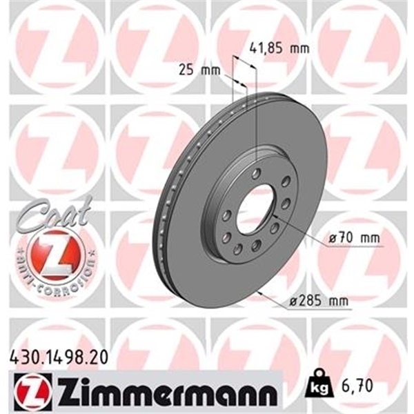 ZIMMERMANN BREMSEN BREMSSCHEIBEN KIT VORNE HINTEN OPEL VECTRA C GTS 1.9 CDTI