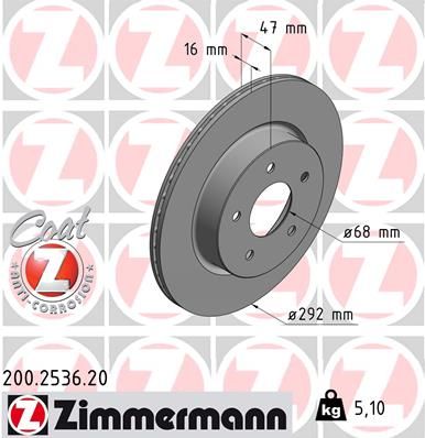 ZIMMERMANN Bremsscheibe Coat Z 200.2536.20