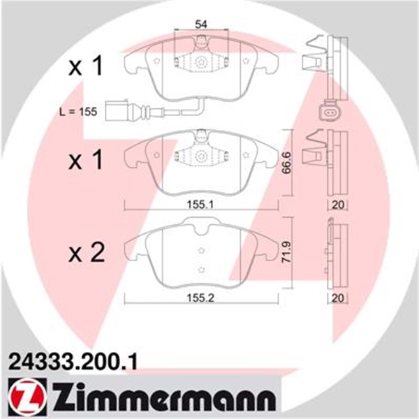 Original Zimmermann Bremsen Set 2 Bremsscheiben 4 Bremsbeläge vorne Audi Q3