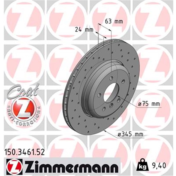 Zimmermann Sport Bremsscheiben  Beläge  Wk für BMW E61 530-550I 530/535D hinten