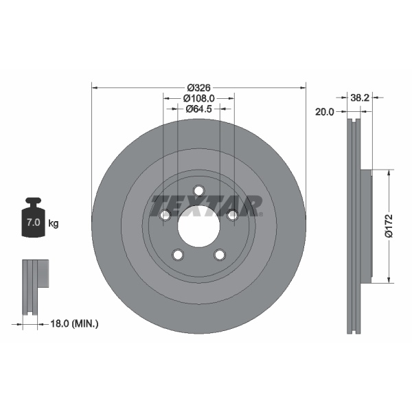Textar Bremsenset hinten Bremsscheiben + Bremsbeläge für JAGUAR Xf