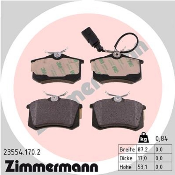 ZIMMERMANN BREMSE BREMSEN BREMSBELÄGE BREMSBELAG VORNE HINTEN VW SHARAN 1.9 TDI