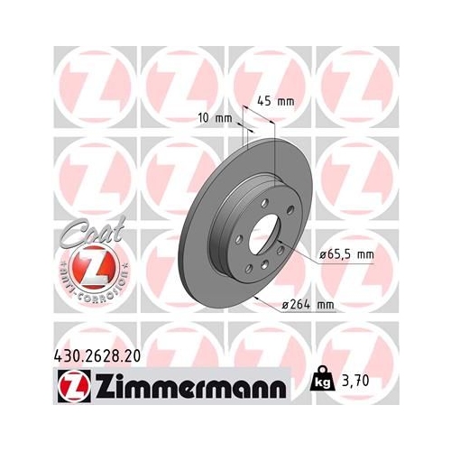 2 X ZIMMERMANN Bremsscheibe Coat Z 430.2628.20