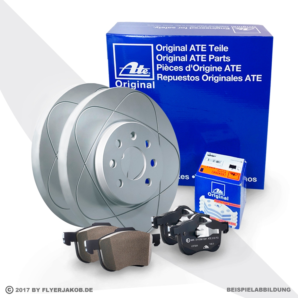 ATE BREMSEN 2 BREMSSCHEIBEN POWER DISC 4 BREMSBELÄGE CERAMIC HINTEN AUDI A3 8P1