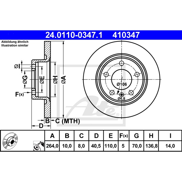 ATE Bremsscheiben Beläge hinten für OPEL Corsa D 1.4, 1.6 Turbo, 1.7 Cdti