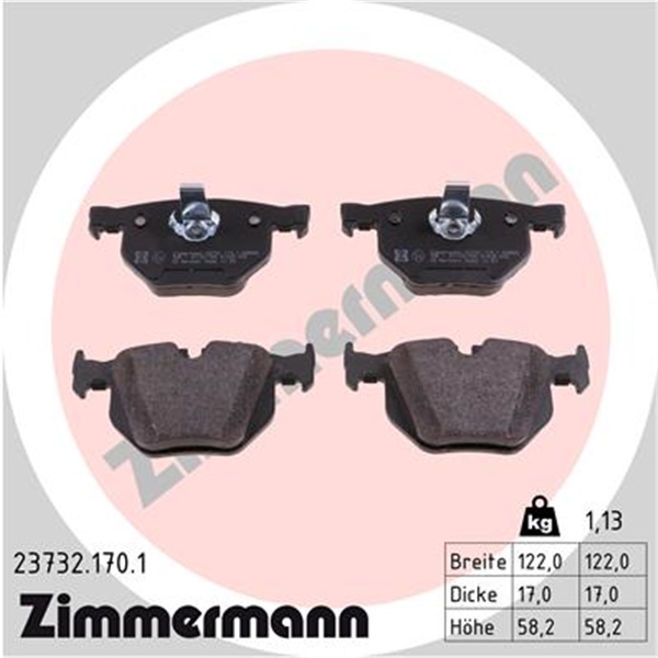 Zimmermann Bremsen Kit Bremsscheiben  Bremsbeläge Set für BMW 5Er E60 E61 hinten