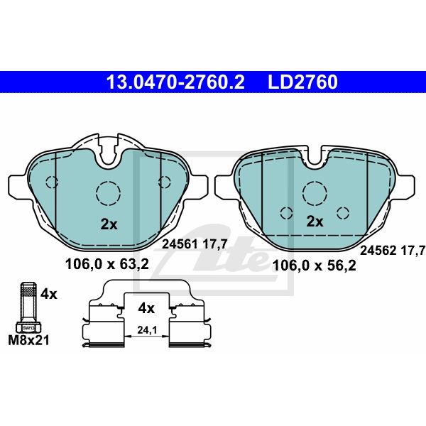 ATE Bremsenset hinten Bremsscheiben + Bremsbeläge für BMW X3