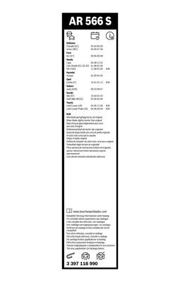 BOSCH Wischblattsatz AR566S 3397118990